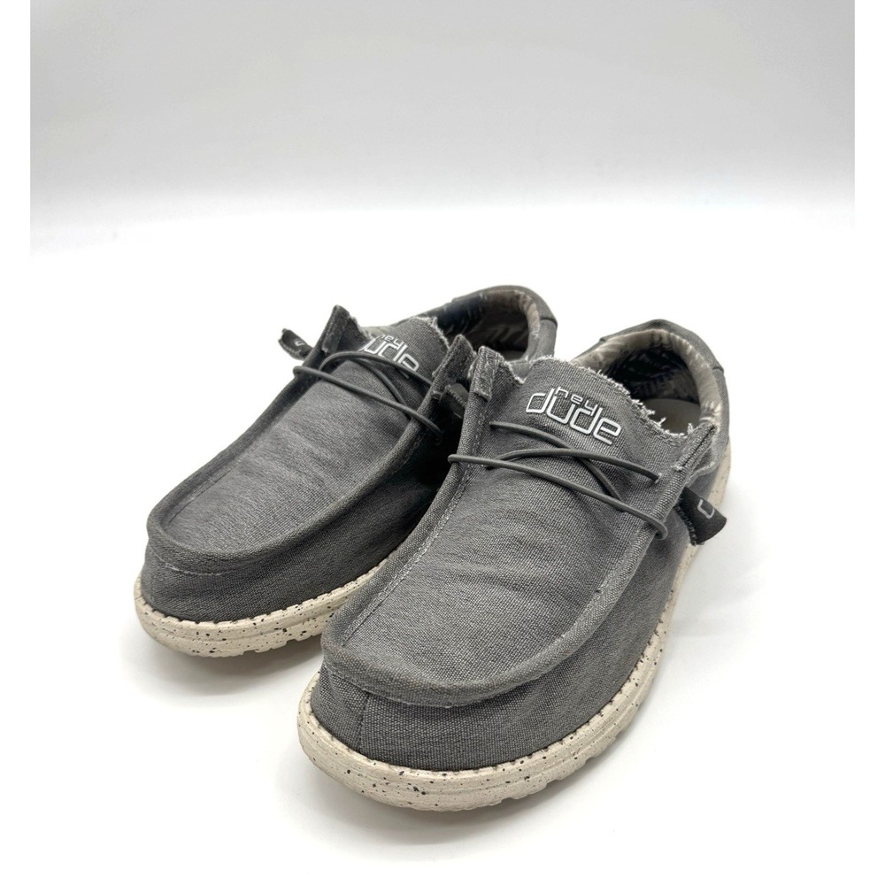 Hey Dude Mens 10M Gray Slip on Shoe Wally Stretch Iron Casual Sneaker Coastal